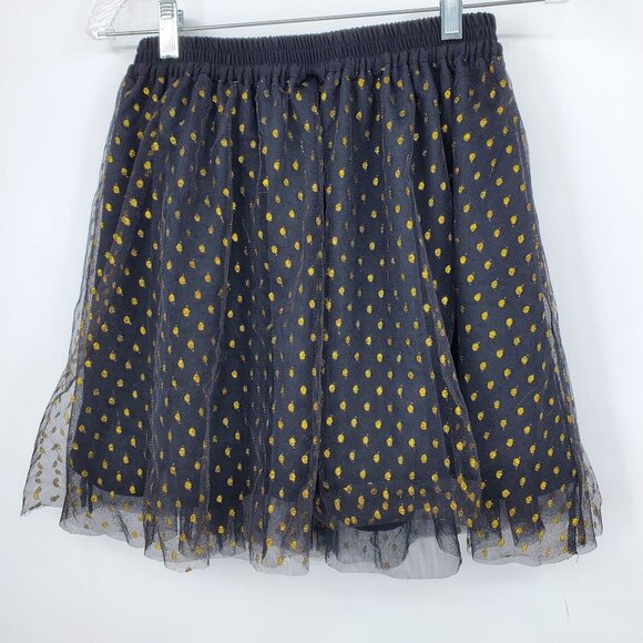 NWT Modcloth Women's Tulle Black and Gold Polka Dot Pull On Skirt XS - Picture 2 of 8